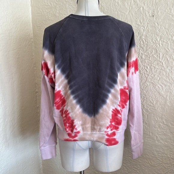 Daydreamer Flying V Tie Dye Varsity Crew Sweatshirt Red Pink Tan Blue Gray Small - Picture 7 of 11